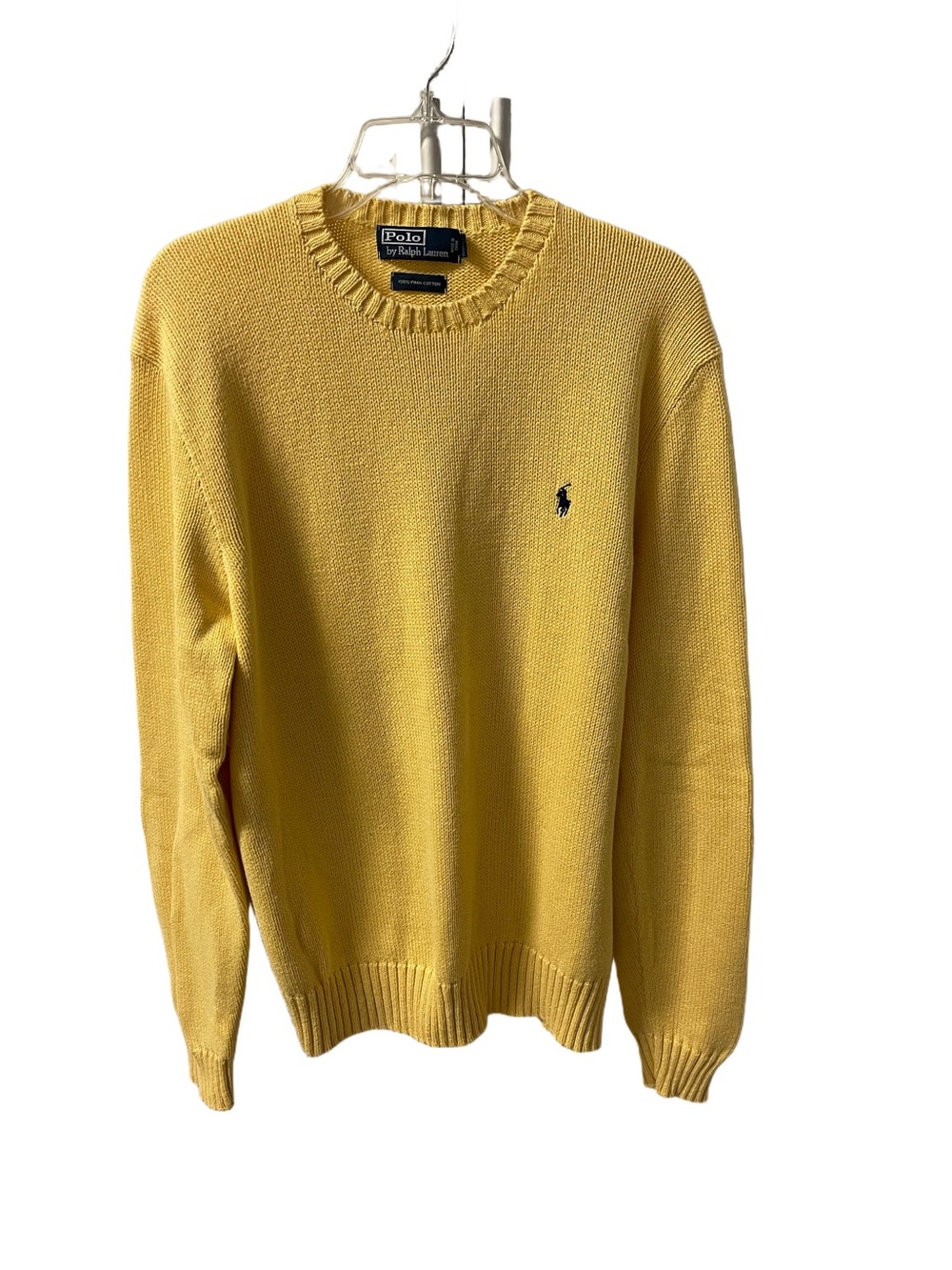 VTG Polo by Ralph Lauren Men Yellow Crewneck Pullover Sweater 100% Cotton Sz XL